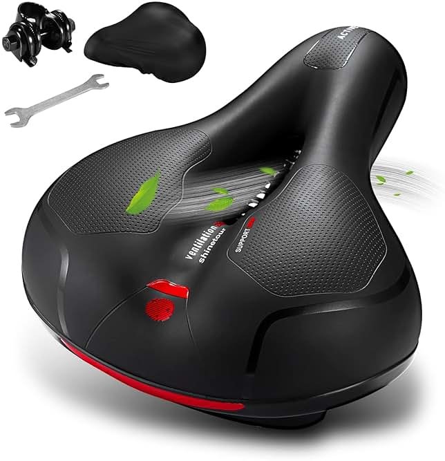 Comfortable Seat Cushion for Men Women with Dual Shock Absorbing Ball Memory Foam Waterproof Wide Bicycle Saddle Fit for Road Bikes - Product Image