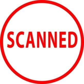 Scanned w. Frame-Round Teacher PC15 Pre-Inked Rubber Stamp - Product Image