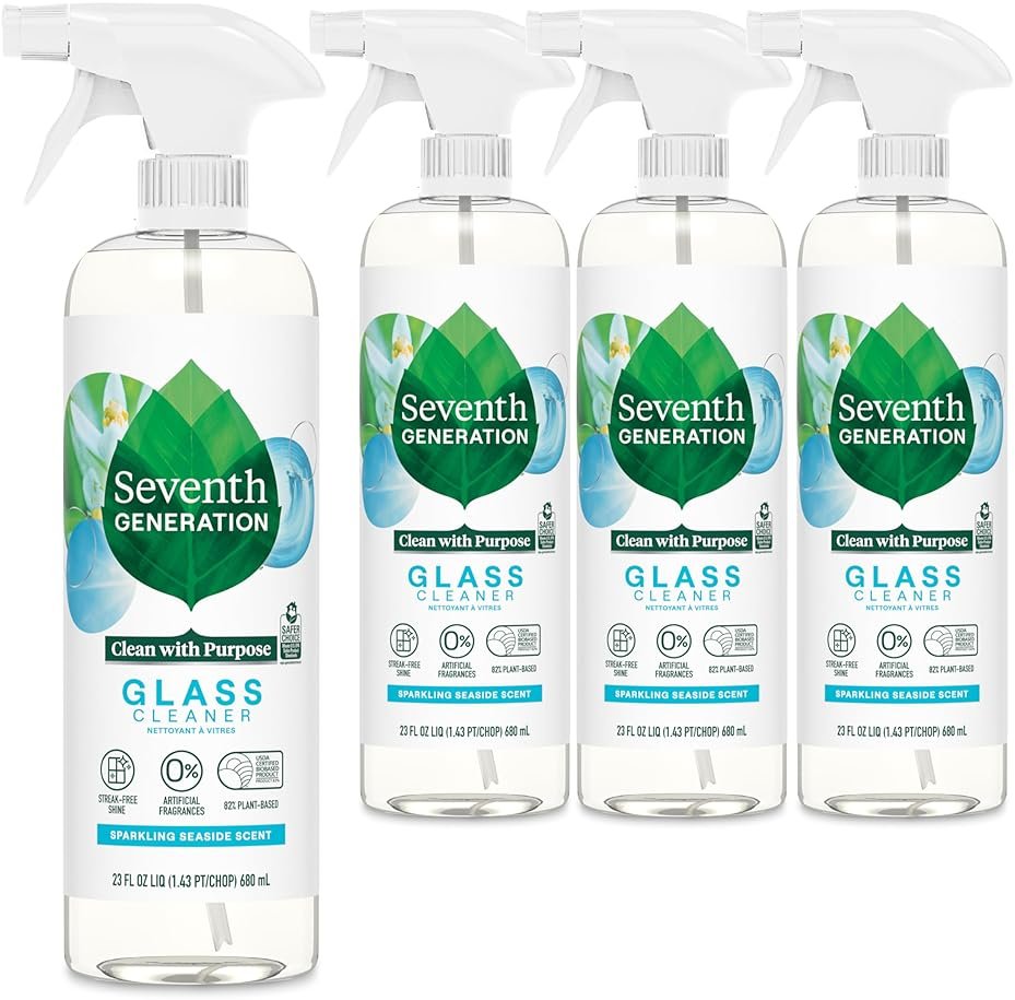 Seventh Generation Glass Cleaner, Biodegradable Formula, Sparkling Seaside Scent, 23 oz (Pack of 4) - Product Image