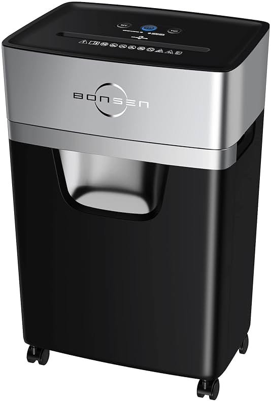 BONSEN 16-Sheet Heavy Duty Paper Shredder for Office, 60-Minute Running Time Cross-Cut CD Shredder with 60dB Low-Noise, 5.3-Gallon Pull Out Bin, Anti-Jam & Quiet Shredder for Home Office (S3102) - Product Image