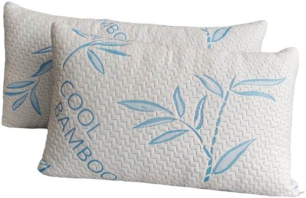 2 Pack King Size Pillows for Sleeping, Cooling Shredded Memory Foam Adjustable Bed Pillow with, Removable/Washable Cover (King 2 Pack) - Product Image