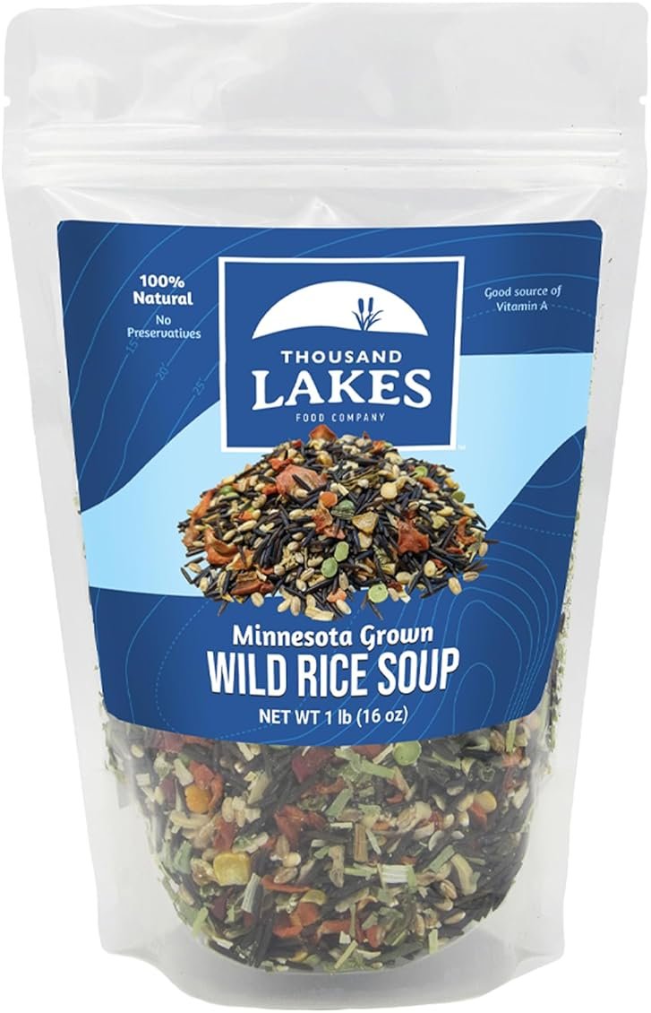 Thousand Lakes Minnesota Wild Rice Soup Mix with Vegetables - 1 pound | Fat Free | 20+ Servings | 100% Natural | Vegetarian - Product Image