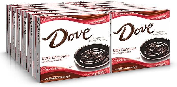 Dove Dark Chocolate, Rich Indulgent Pudding Mix and Pie Filling, 4 Servings Per Box, Kosher, 3.34 Oz, 12 Count - Product Image