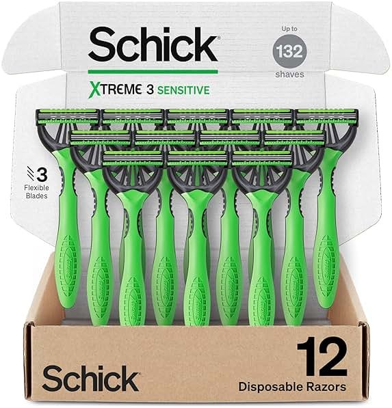 Schick Xtreme 3 Original Sensitive Disposable Razors for Men | Disposable Mens Razors for Shaving Sensitive Skin, 12ct - Product Image