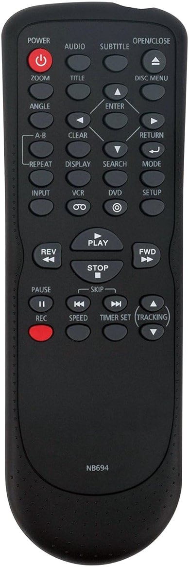 NB694UH Replaced Remote fit for Sanyo FWDV225F DVD VCR Combo Player, Replacement Works for Funai MAGNAVOX DVD Player & VHS NB693 NB693UH NB695 NB695UH MDV260V MDV260V/F7 - Product Image