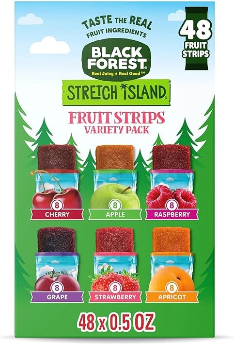 Black Forest, Stretch Island, Fruit Strips, Cherry, Apple, Raspberry, Grape, Strawberry, and Apricot, Zero Grams Added Sugar Non-GMO, 48 ct - Product Image
