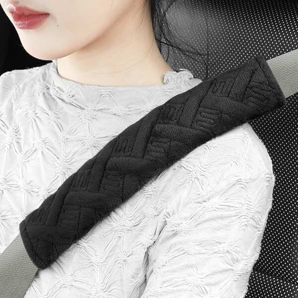 JUSTTOP 2-Pack Universal Car Seat Belt Pads Cover for A More Comfortable Driving, Seat Belt Shoulder Strap Covers Harness Pad for Car Interior Accessories(Black) - Product Image