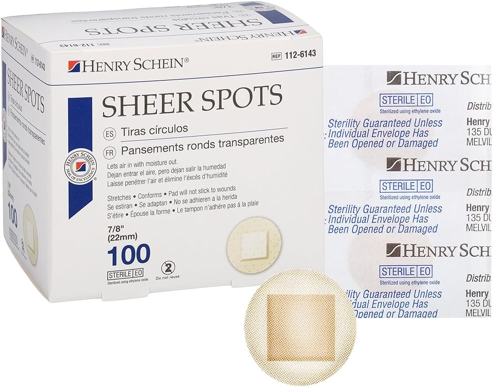 Adhesive Sheer Spot Bandage 7/8" | Durable, Breathable, and Flexible Bandages Designed for Minor Wounds, Providing Comfort and Secure Adhesion for Effective Healing - 100 per Box - Product Image