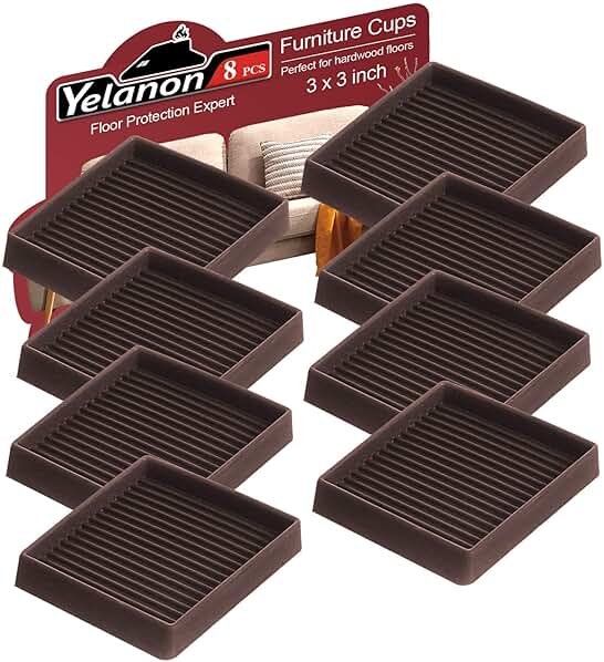 Yelanon Non Slip Furniture Pads for Hardwood Floors -8 Pcs 3” Furniture Coasters Cups, Anti Skid Furniture Grippers Rubber Feet, Floor Protectors for Furniture Bed Couch Stoppers - Product Image