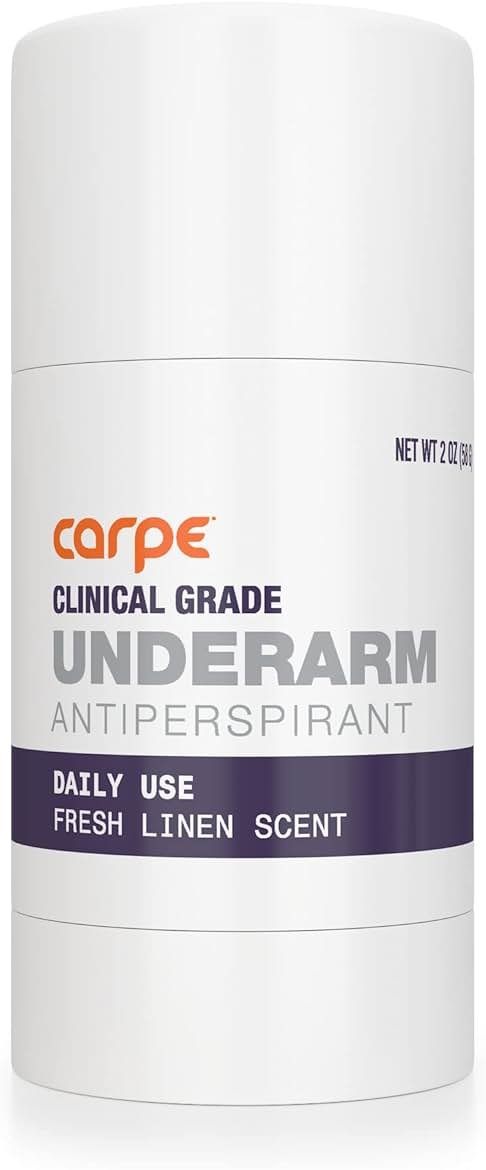 Carpe Clinical Strength Deodorant + Clinical Antiperspirant - Clinical Grade Solid Stick - Fresh Linen Scent - Combat Excessive Underarm Sweating - Great for Hyperhidrosis - Product Image