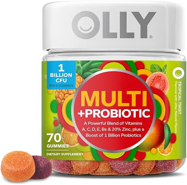 OLLY Multi + Probiotic Adult Multivitamin Gummy, Digestive and Immune System Support,* Chewable Supplement, Tropical Flavored, 35 Day Supply - 70 Count - Product Image