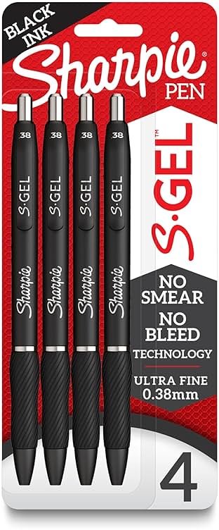 Sharpie S-Gel Pens, Ultra Fine Point (0.38mm), Black Gel Ink, 4 Count - Product Image