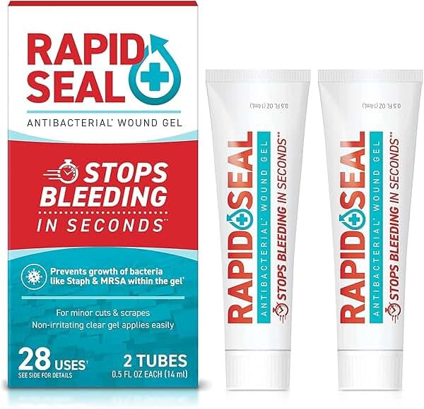 Rapid-Seal Wound Gel (2 Tubes) | Stops Bleeding in Seconds | Ideal for Cuts, Scrapes and Razor Nicks for Emergency First Aid Supplies - Product Image