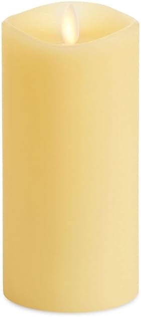 Luminara Realistic Artificial Moving Flame Pillar Candle - LED Operated Lights - Unscented - Remote Ready - Ivory (7.6 Wide x 15.6 Tall Centimetre) - Product Image