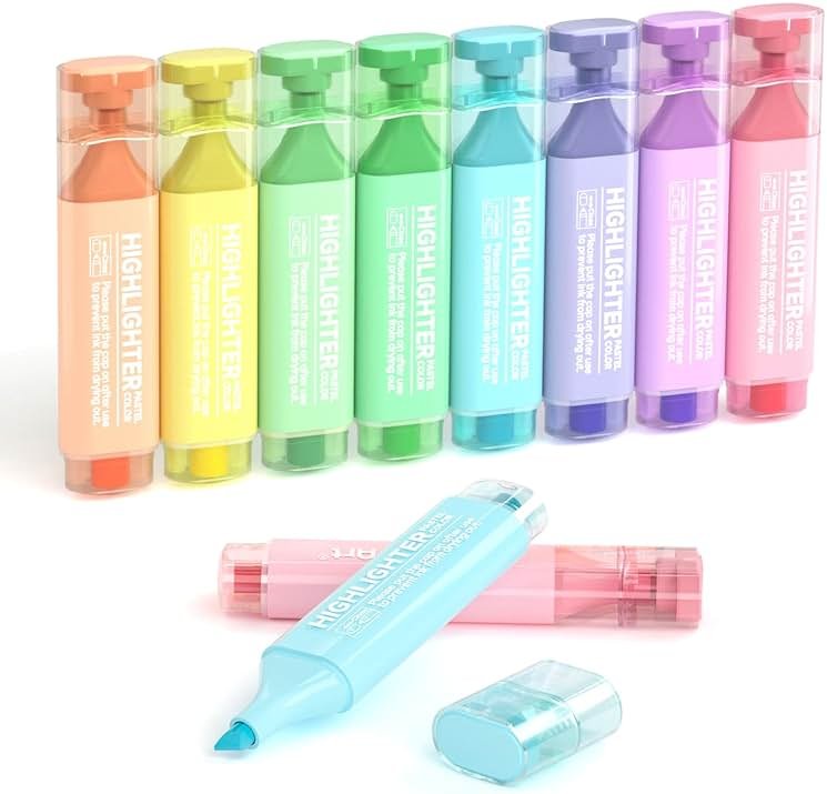 Shuttle Art 8 Pastel Highlighters, Assorted Macaron Colors Highlighter Pens, Chisel Tip Dry-Quickly Non-Toxic Highlighter Markers for Adults Teachers Students Highlighting in the Home School Office - Product Image
