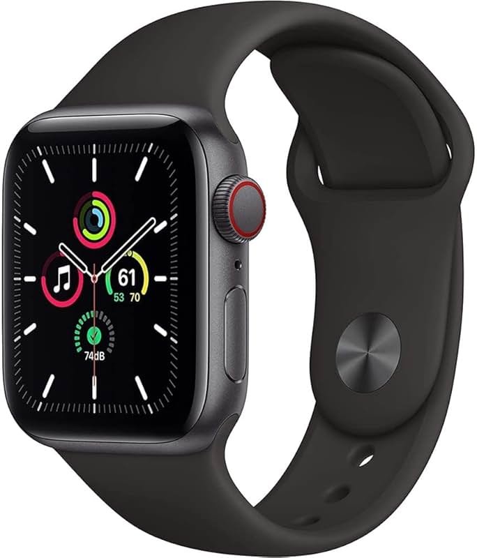 Apple Watch SE (GPS, 44mm) - Space Gray Aluminum Case with Black Sport Band (Renewed) - Product Image