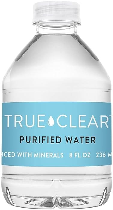 Staples True Clear Purified Drinking Water, 8 fl oz Bottles, 24-Pack, BPA-Free Recyclable Bottles for Lunches, Travel, Sports and Office Breakrooms - Product Image