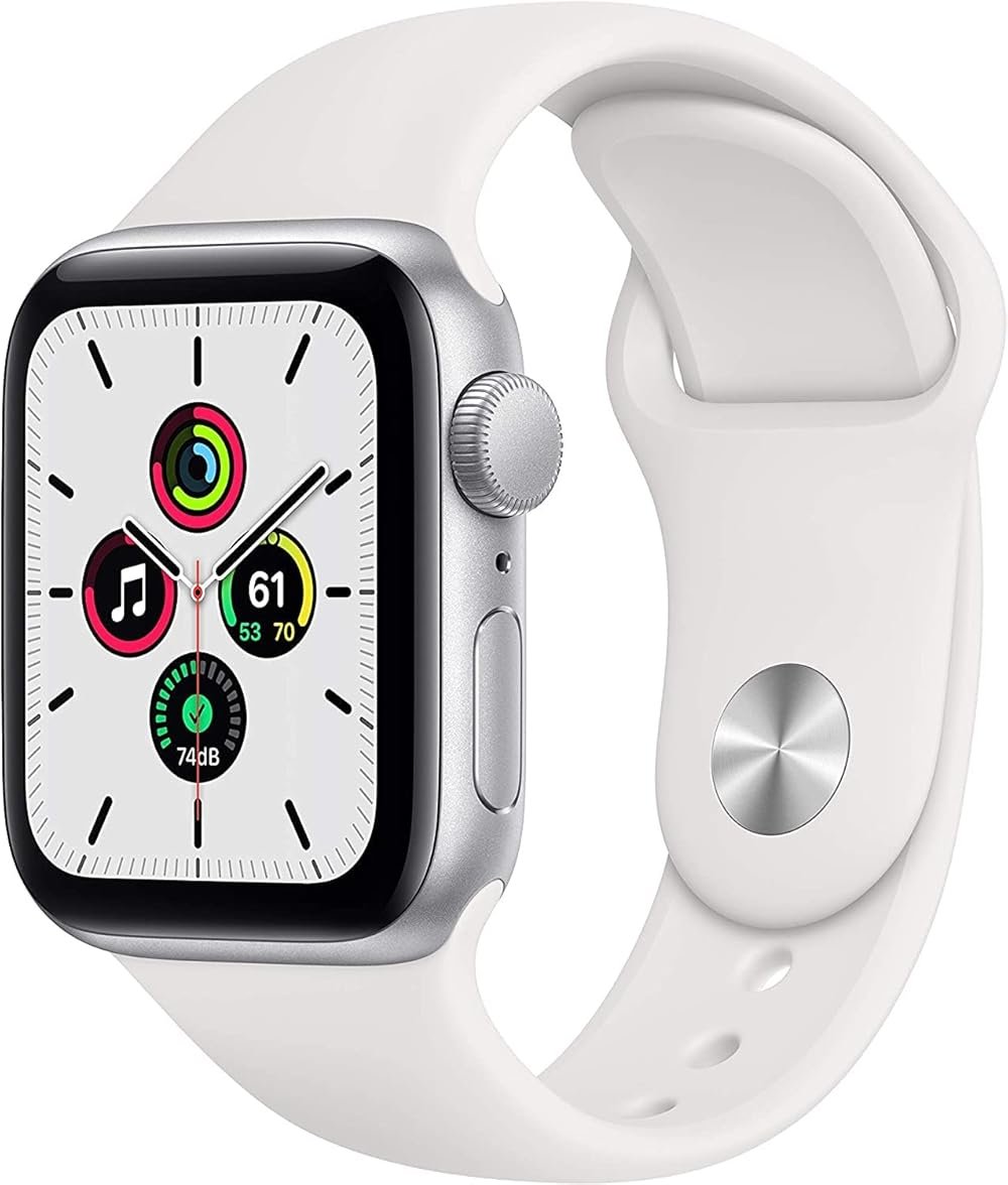 Apple Watch SE (GPS, 40mm) - Silver Aluminum Case with White Sport Band (Renewed) - Product Image