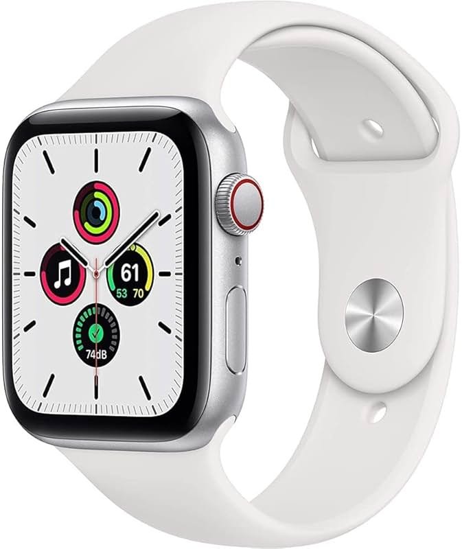 Apple Watch SE (GPS + Cellular, 40mm) - Silver Aluminum Case with White Sport Band (Renewed) - Product Image