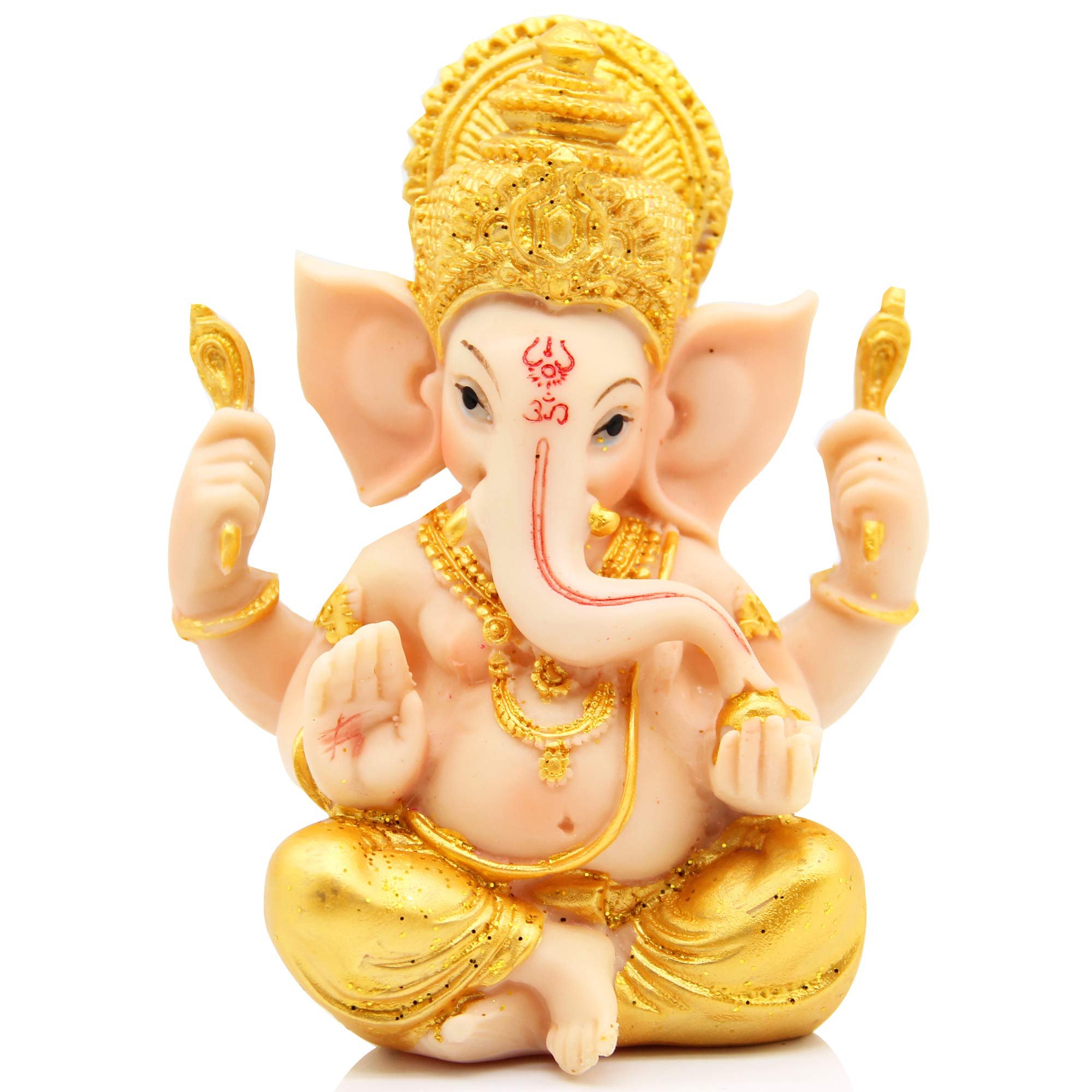 H&W 6''H Blessing A Colored Statue of Lord Ganesha Ganpati Elephant Hindu God, Elephant God Statue, Handmade Sculpture Buddha Figurine Decoration - Product Image