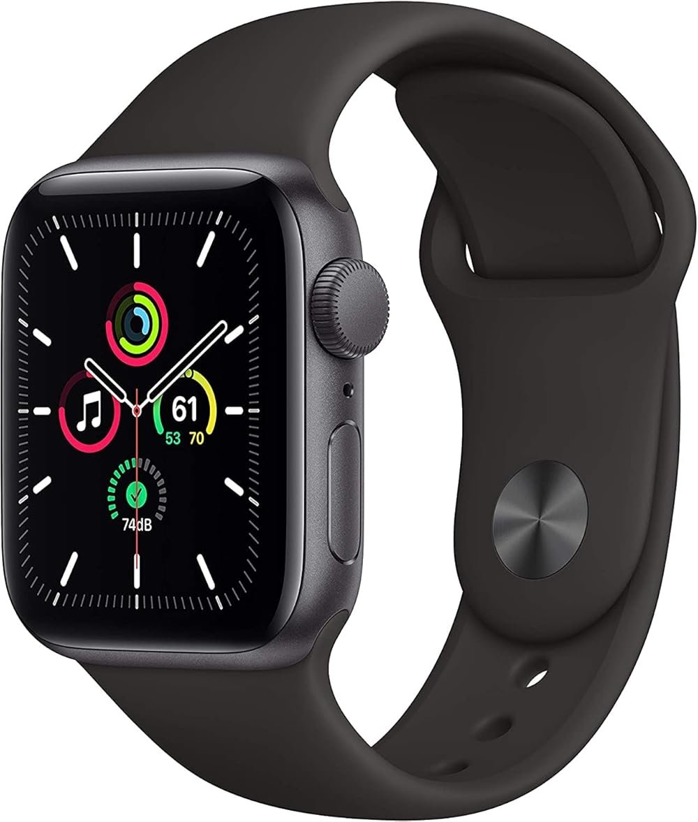 Apple Watch SE (GPS, 40mm) - Space Gray Aluminum Case with Black Sport Band (Renewed) - Product Image