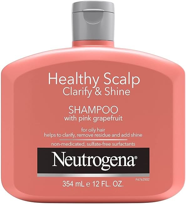 Neutrogena Exfoliating Healthy Scalp Clarifying Shampoo for Oily Hair & Scalp, Pink Grapefruit pH-Balanced Anti-Residue Formula Adds Shine, Sulfate, Paraben & Phthalate-Free, Color-Safe, 12 Fl Oz - Product Image