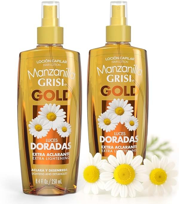 Grisi Manzanilla Hair Lotion Gold – Chamomile Hair Lightening Spray | Enhances Golden Highlights Naturally with Daily Use | Leave-In Detangler Spray for Soft, Shiny Hair | 8.4 Fl Oz, 2-Pack - Product Image
