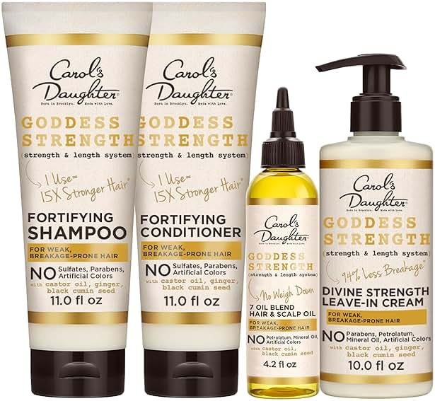 Carol's Daughter Goddess Strong Bundle: Hair Care Kit with Shampoo, Conditioner, Leave-In Treatment and Scalp Oil, 4 Items - Product Image
