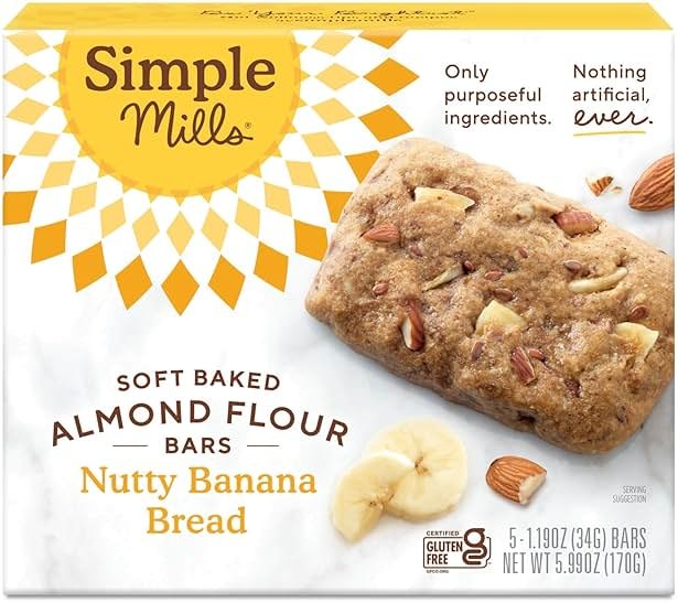 Simple Mills Nutty Banana Bread Soft Baked Almond Flour Bars, 5.99 OZ - Product Image