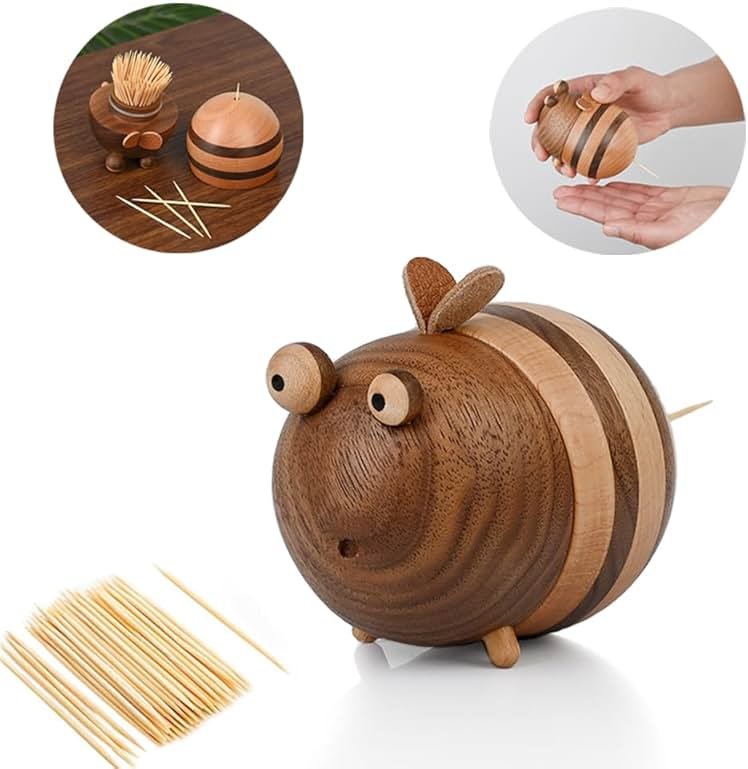 Bee Toothpick Holder Dispenser - Unique Kitchen Gadgets for Home Decor and Gifts, Cute Kitchen Accessories for Bee Lovers, Bee Decor - Perfect Kitchen Gifts Idea--Includes 150 Pcs Toothpicks - Product Image