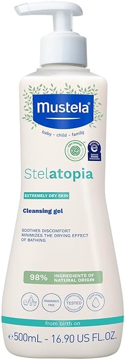 Mustela Stelatopia Eczema-Prone Skin Cleansing Gel - Baby Face & Body Wash with Natural Avocado & Sunflower Oil - Fragrance-Free & Tear Free - Product Image