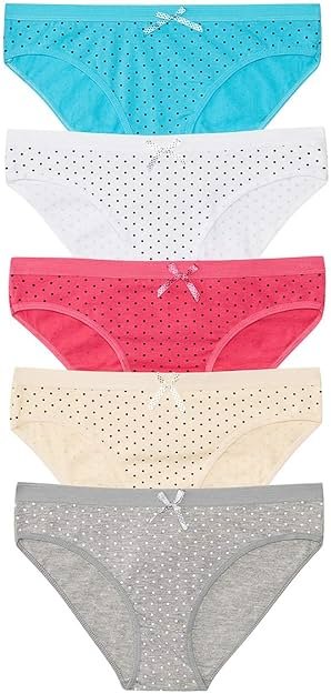 Nabtos Women's Cotton Underwear Sexy Bikini Polka dot Panties Pack of 5 - Product Image
