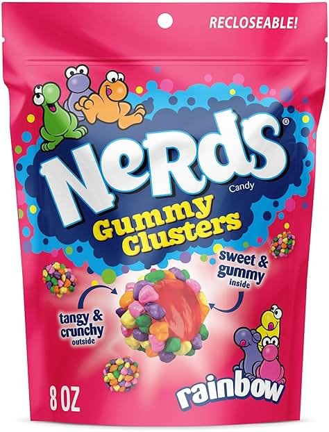 NERDS Gummy Clusters Candy, Rainbow, Crunchy and Gummy, 8 oz - Product Image