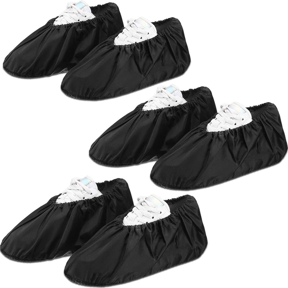 SATINIOR 3 Pairs Reusable Shoe Covers Slip Resistant Waterproof Boot Covers Elasticity Convenience Dustproof Overshoes Machine Washable for Household Carpet Floor Protection, Black - Product Image