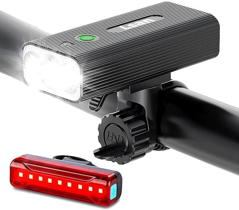 Super Bright Bike Lights Front and Back,1200 Lumens Bike Lights for Night Riding,USB Rechargeable Bicycle Light,3 LED Bike Headlight with Power Bank Function,IPX5 Waterproof,3+5 Light Modes - Product Image