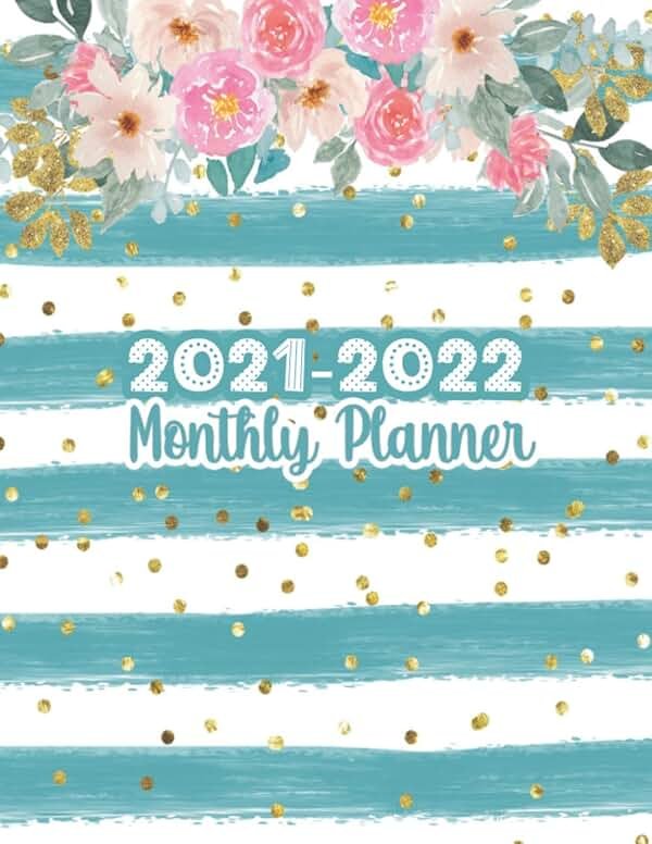 2021-2022 Monthly Planner: Two Year Planner Calendar Schedule Daily Organizer Agenda with Holidays with Blue Sky Floral Cover 8.5 x 11 - Product Image