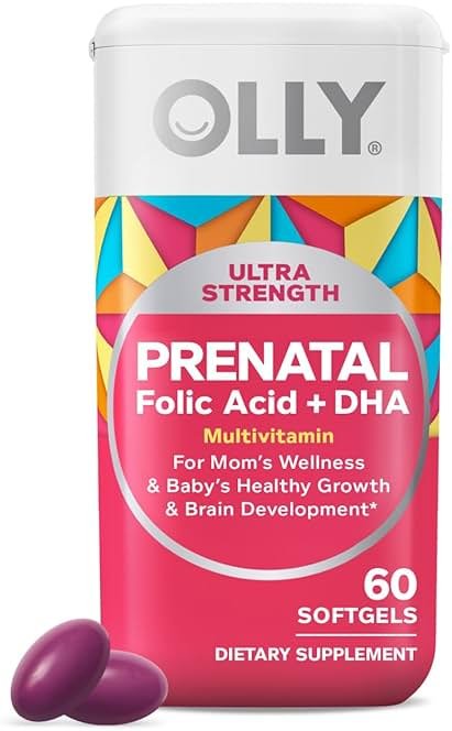 OLLY Ultra Strength Prenatal Multivitamin Softgels, Supports Mom's Wellness & Baby's Healthy Growth and Brain Development,* Folic Acid, DHA, Iron, Vitamins B, C, D & E, 30 Day Supply - 60 Count - Product Image