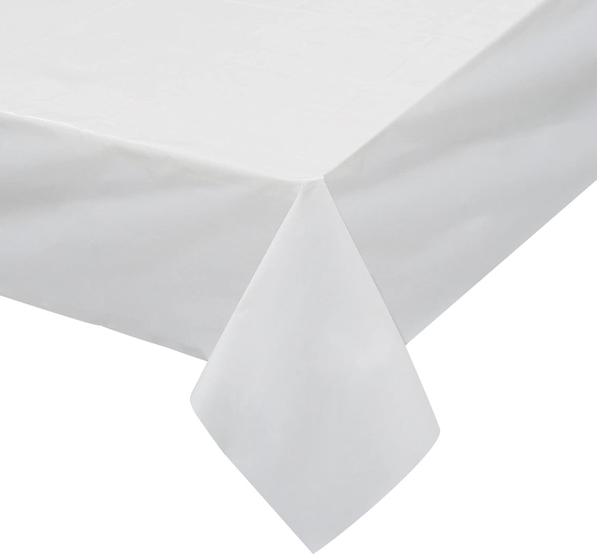 POSATE Plastic Table Cloth for Parties, Disposable Tablecloth 54" x 108", Pack of 6, White Rectangle - Product Image