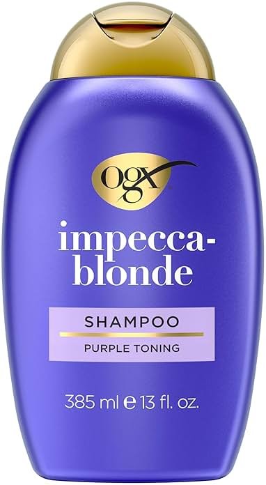 OGX Color Care + Impecca-Blonde Purple Shampoo, Highly-Pigmented Toning Shampoo for Blonde, Silver, & Lightened Hair, Hair Wash to Correct Yellow Tones & Protect from Color Fade, 13 fl. oz - Product Image