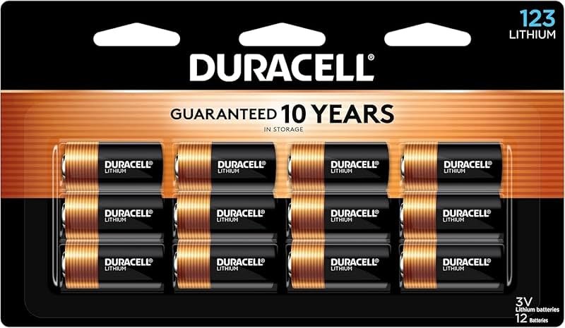 Duracell CR123A 3V Lithium Battery, 12 Count (Pack of 1), 3 Volt High Power for Home Safety, Security Devices, Flashlights, Smoke Alarms, Home Automation - Product Image