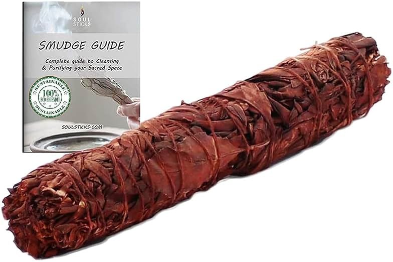Floral Sage House Blessing - 9 Inch Dragon's Blood Smudge Stick with Starter Guide | Cleansing House & Negative Energy - Product Image