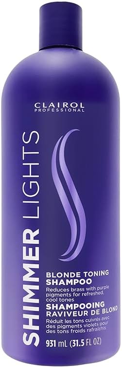 Clairol Professional Shimmer Lights Purple Shampoo| Neutralizes Brass & Yellow Tones | For Blonde, Silver, Gray & Highlighted Hair - Product Image