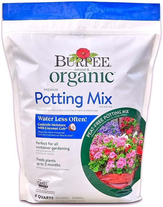 Burpee, 9 Quarts | Premium Organic Potting Natural Soil Mix Food Ideal for Container Garden-Vegetable, Flower & Herb Use for Indoor Outdoor Plant - Product Image