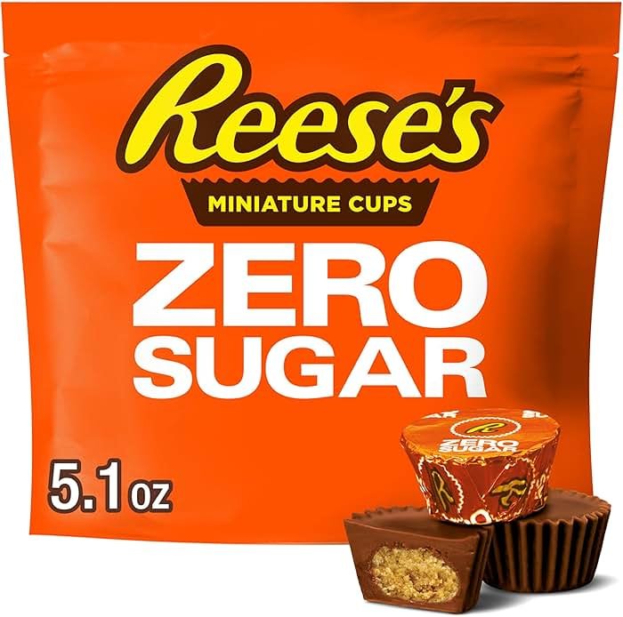 REESE'S Zero Sugar Miniatures Chocolate Peanut Butter Cups, Candy Bag, 5.1 oz - Product Image