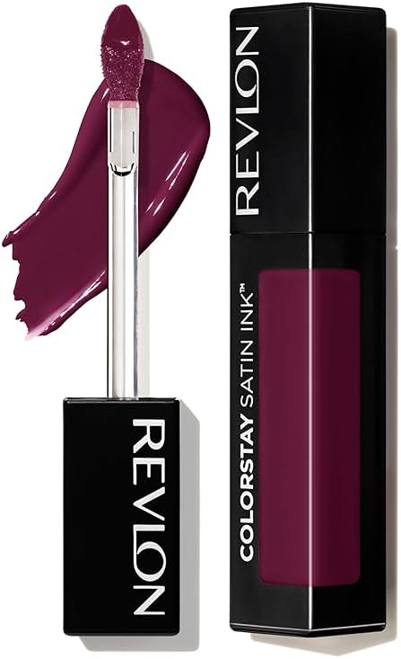 Revlon ColorStay Satin Ink Liquid Lipstick, Longwear Rich Lip Colors, Formulated with Black Currant Seed Oil, 022 Black Cherry, 0.17 fl oz - Product Image