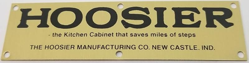 FURNITURE KNOWLEDGE Solid Brass Hoosier Name Plate Cabinet Label Badge Saves Steps Sellers Antique Vintage - Product Image