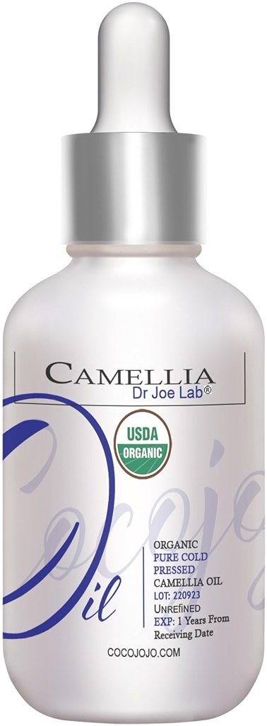 Dr Joe Lab Organic Camellia Seed Oil -Japanese, Natural, Cold Pressed, Non-GMO Carrier - 1 oz Glass Bottle - for Skin, Hair, Nails, Body, Facial Hair - Hydrating Vegan - Product Image
