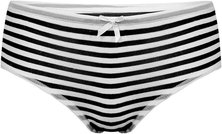 Moily Women's Sweet Cute Anime Japanese Cosplay Underwear Stripe Cotton Bikini Briefs Bowknot Panty - Product Image