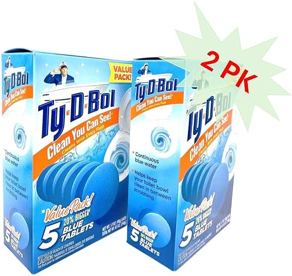 Ty D BOL Toilet Cleaning Tablets with Continuous Blue Spruce Scent keeps Toilets Smelling fresh and clean 10 tabs (2-5 Count Packs) (Blue Spruce) - Product Image