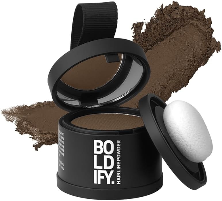 BOLDIFY Hairline Powder - Water-Resistant Root Touch Up Hair Color for Gray Coverage - 24-Hour Stain-Proof, Mess-Free Hair Powder for Thinning Hair - Light Brown - Product Image